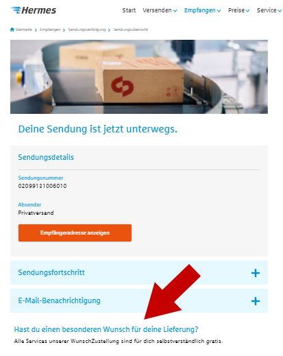 hermes wunschzustellung|hermes paket umleiten.